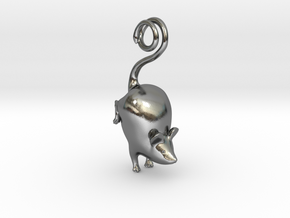 Mouse Pendant in Polished Silver