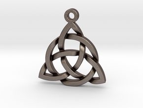 Triquetra Celtic Knot Good Luck Pendant  in Polished Bronzed Silver Steel