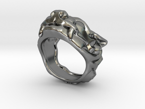 Fu Dog (Komainu) "um" Ring in Polished Silver: 7 / 54