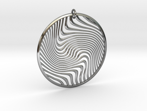 Warped Geometry Pendant in Fine Detail Polished Silver
