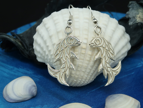 Shard Fish Earrings in Polished Silver: Medium