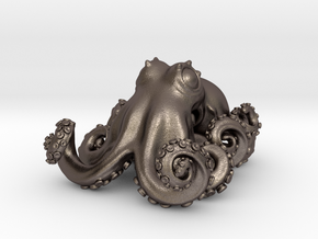 Octopus pendant in Polished Bronzed Silver Steel: Small
