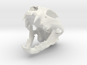 Bobcat Skull - Open Jaw Statue in White Natural Versatile Plastic