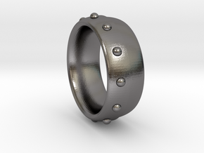 Rivets Band Ring US Ring Size 11 ½ (UK Size X) in Polished Nickel Steel