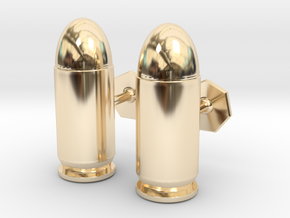 45 ACP Cartridge Cufflinks in 14k Gold Plated Brass