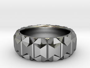 Polygonal Ring in Polished Silver: 6 / 51.5
