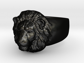 Lion Ring (size11) in Matte Black Steel