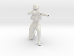 Scale 1:6 Naked Female Gunner in White Natural Versatile Plastic: Extra Large