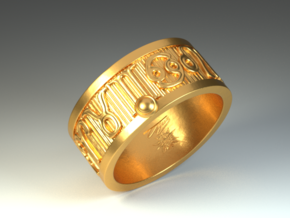 Zodiac Sign Ring Aquarius / 20mm in Polished Brass
