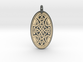 Celtic Cross - Oval Pendant in Glossy Full Color Sandstone