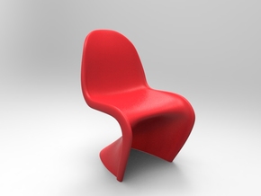 Panton Chair 5.5cm (2.2 inches) Height in Red Processed Versatile Plastic