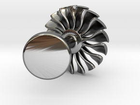 Airliner engine fan cufflink in Fine Detail Polished Silver