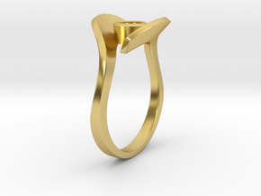 Calla ring with bezel setting - size 6.5 in Polished Brass