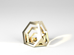 Encompassing Tetrahedron - Pendant in Polished Brass (Interlocking Parts)