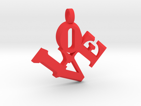 Love Sculpture pendant key fob in Red Processed Versatile Plastic: Large