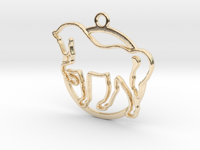 Horse & circle intertwined Pendant in 14K Yellow Gold