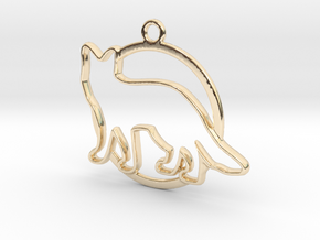 Fox & circle intertwined Pendant in 14K Yellow Gold