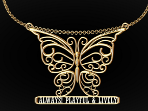 Inspiring Lively Butterfly Pendant in 14k Gold Plated Brass