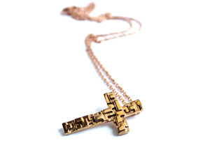 Modernist Cross Pendant - Christian Jewelry in Polished Bronze