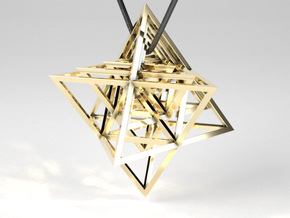 Encompassing Tetrahedrons - Pendant in Polished Brass (Interlocking Parts)