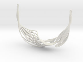 Rib Ribbon Necklace 10.7 in White Natural Versatile Plastic