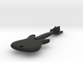 Guitar Keychain 6 in Black Natural Versatile Plastic