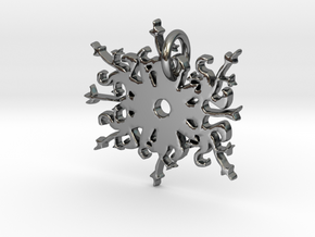 Snowflake Pendant in Fine Detail Polished Silver