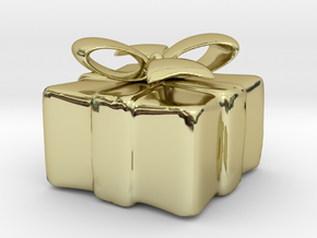 Gift Box Pendant in 18k Gold Plated Brass