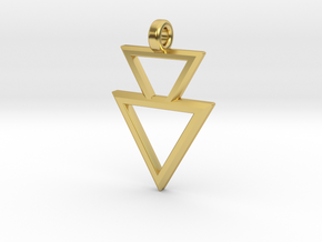 Geometric Double Triangle Pendant in Polished Brass