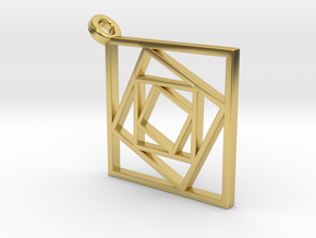 Geometric Squares Pendant in Polished Brass