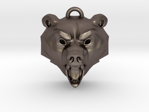 Bear Medallion (hollow version) medium in Polished Bronzed-Silver Steel: Medium
