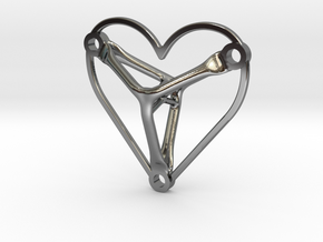 Necklace Heart - Generative Design in Fine Detail Polished Silver