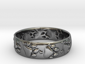 Paw prints and hearts ring in Antique Silver: 6.5 / 52.75