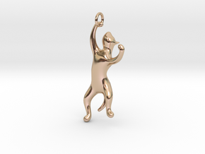Playing Cat Pendant in 14k Rose Gold Plated Brass