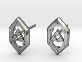 Zelda Shield Studs in Polished Silver