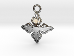 Cross Charm/Pendant in Fine Detail Polished Silver