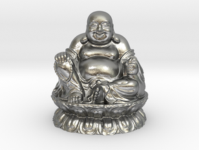 Laughing Buddha in Natural Silver
