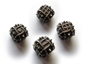 Fudge Thorn d6 4d6 Set in Polished Bronzed Silver Steel