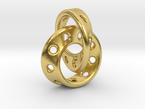 Möbius Band pendant interlocked in Polished Brass (Interlocking Parts)