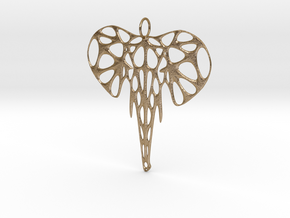 Elephant Voronoi Pendant in Polished Gold Steel