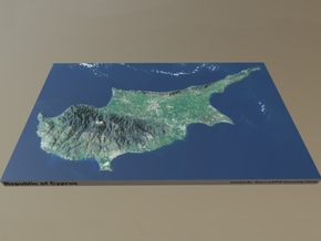 Cyprus Raised Relief Map: 8.5"x13.5" in Natural Full Color Sandstone