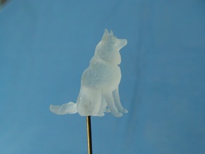 Dog Figurine - Sitting Finnish Spitz 1:43,5 scale  in Tan Fine Detail Plastic