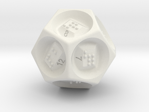 D12 Dice - Braille in White Natural Versatile Plastic