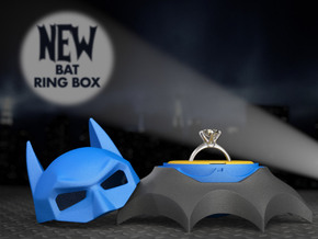 Bat Ring Box - Proposal and Engagement Ring Box in Black Natural Versatile Plastic