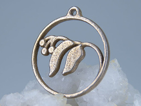 Floral Pendant in Polished Bronzed Silver Steel