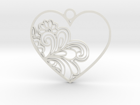 Heart Flower in White Natural Versatile Plastic