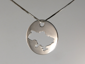 Pendant - Map of Ukraine - Stencil - #P5 in Polished Silver