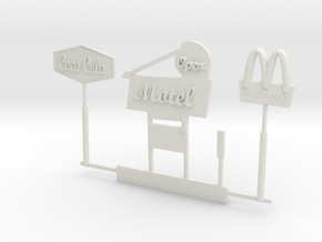 HO Scale Signs in White Natural Versatile Plastic