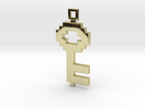 Pixel Art  -  Key  in 18k Gold Plated Brass