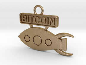 Bitcoin - Rocket To The Moon - v1 in Polished Gold Steel